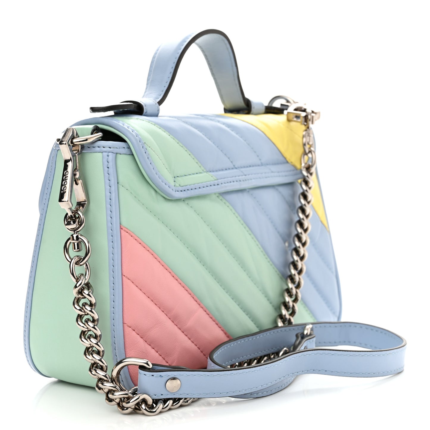 Calfskin Matelasse Diagonal Mini GG Marmont Top Handle Shoulder Bag Multicolor Pastel