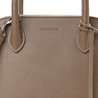Balenciaga Grained Calfskin Logo S Ville Top Handle Bag Mink Grey White 7 of 9