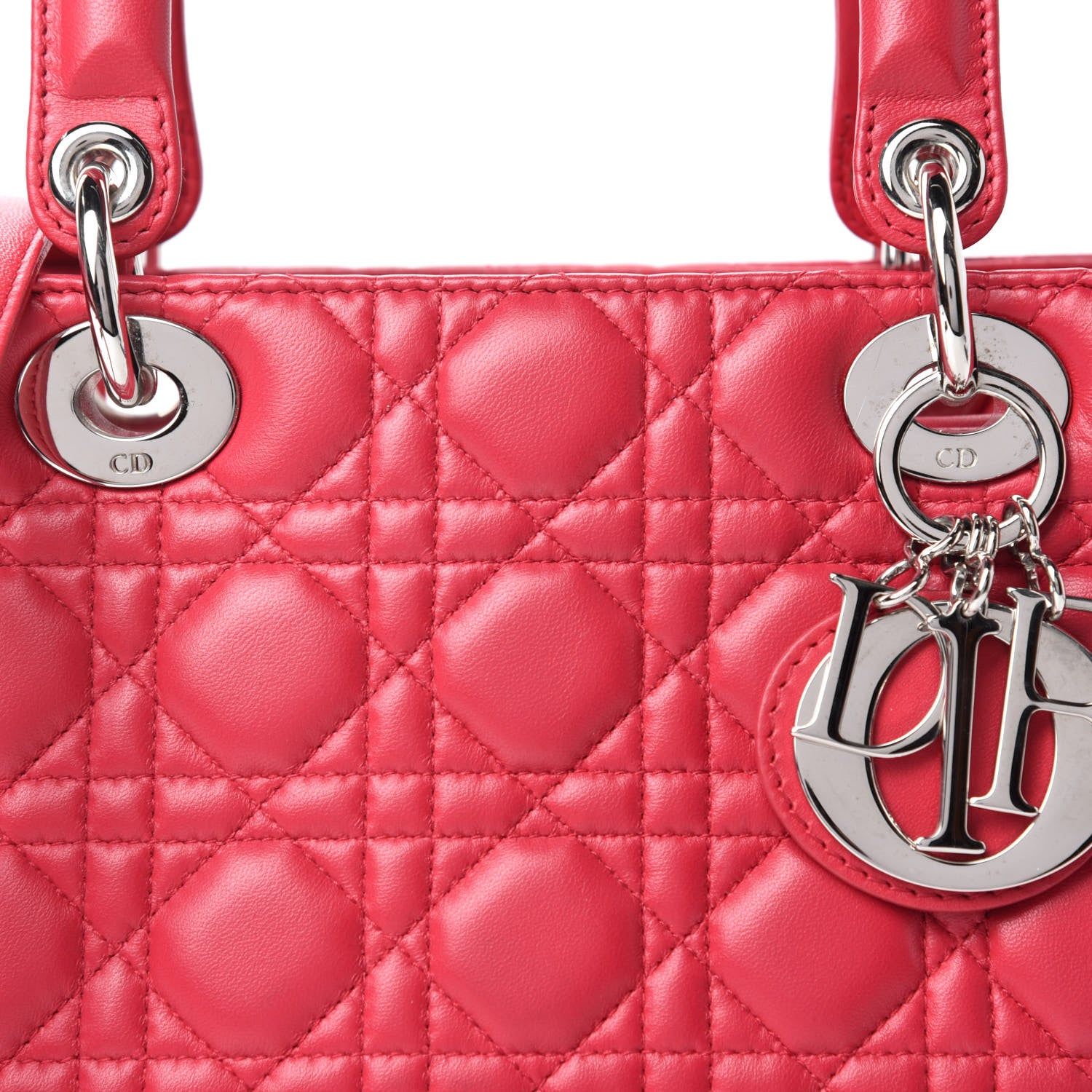 Christian Dior Lambskin Cannage Medium Lady Dior Fuchsia 10 of 10