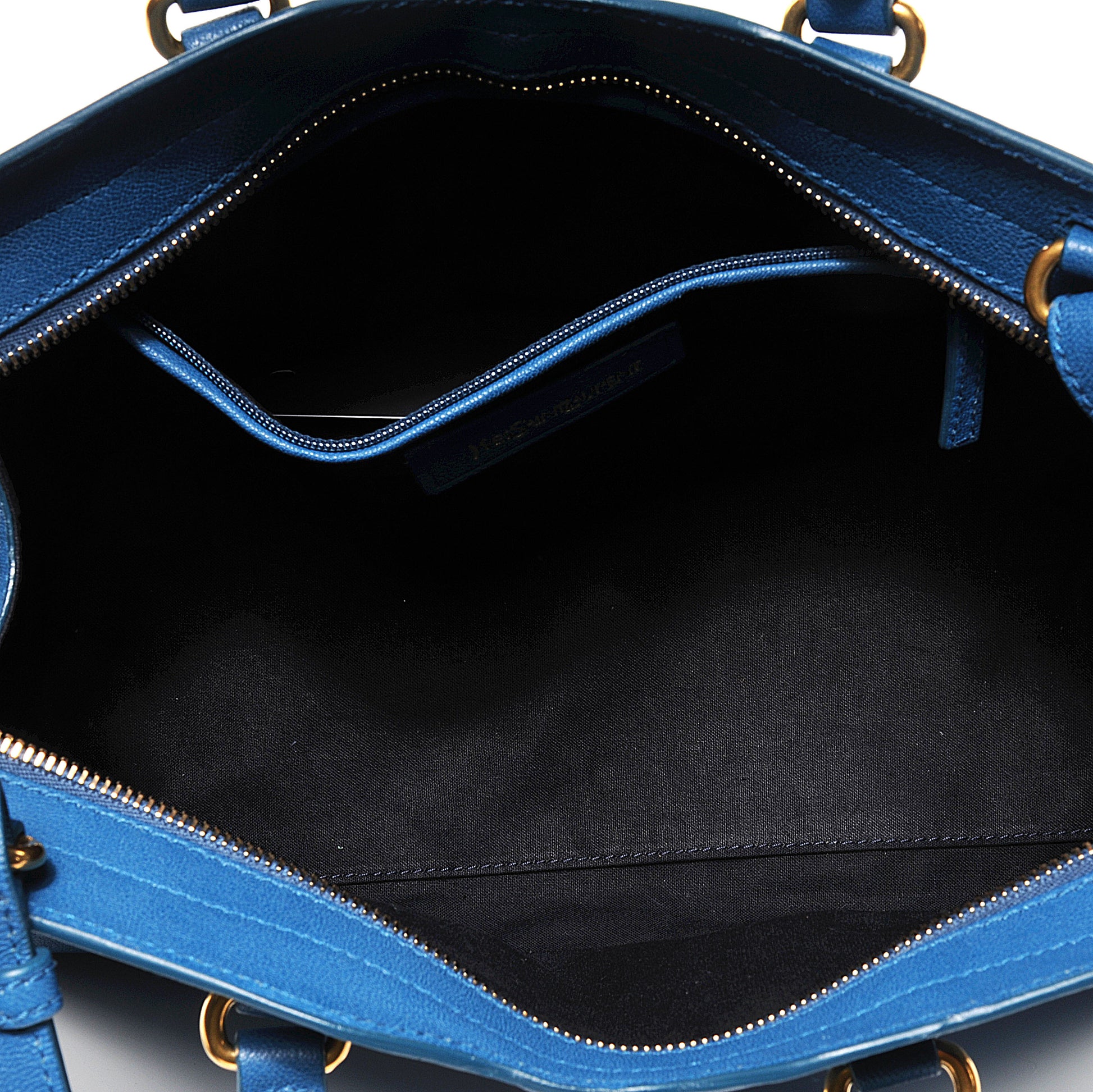 Saint Laurent Leather Mini Cabas ChYc Blue 6 of 8