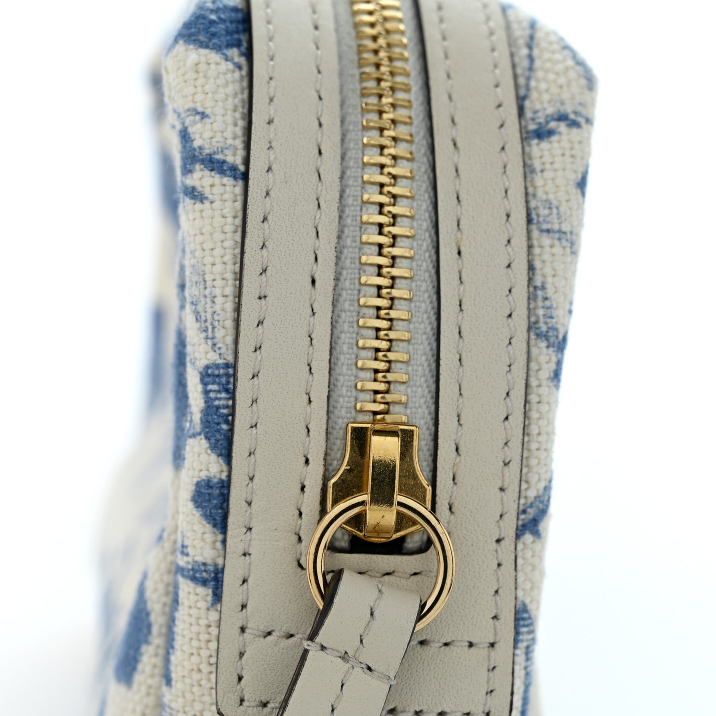 Canvas Herbarium Print Ribbon Cosmetic Case Blue