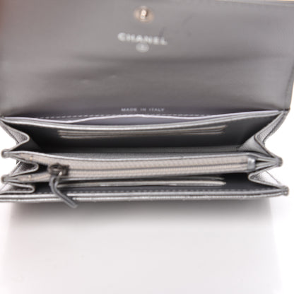 Chanel Metallic Caviar Quilted Medium Boy Flap Wallet Silver 5 of 10