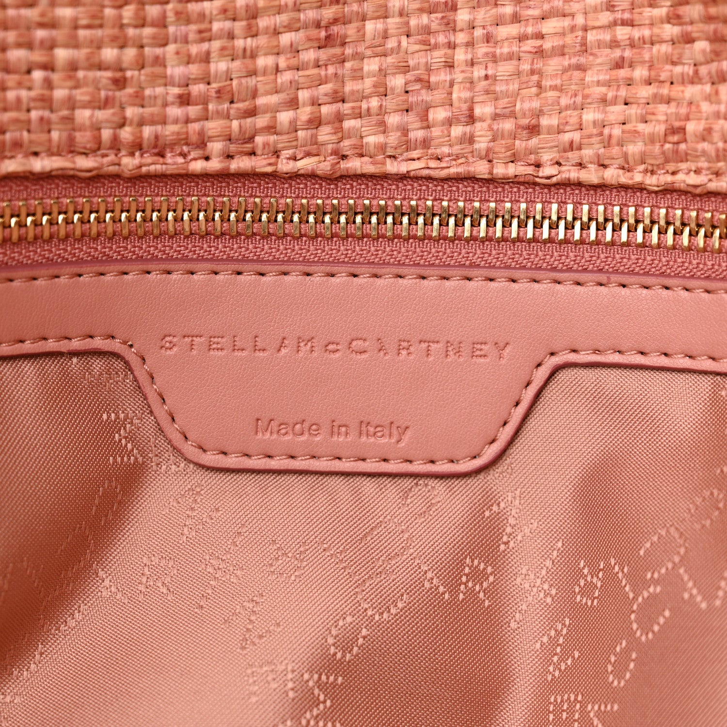 Stella McCartney Woven Raffia Falabella Fold Over Tote Pink Gold 6 of 9