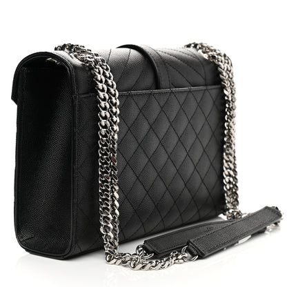 Saint Laurent Grain De Poudre Textured Mixed Matelasse Triquilt Medium Monogram Satchel Black 2 of 7