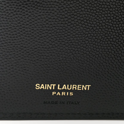 Saint Laurent Grain De Poudre Matelasse Chevron Monogram Zipped Two-Part Wallet Black 5 of 7