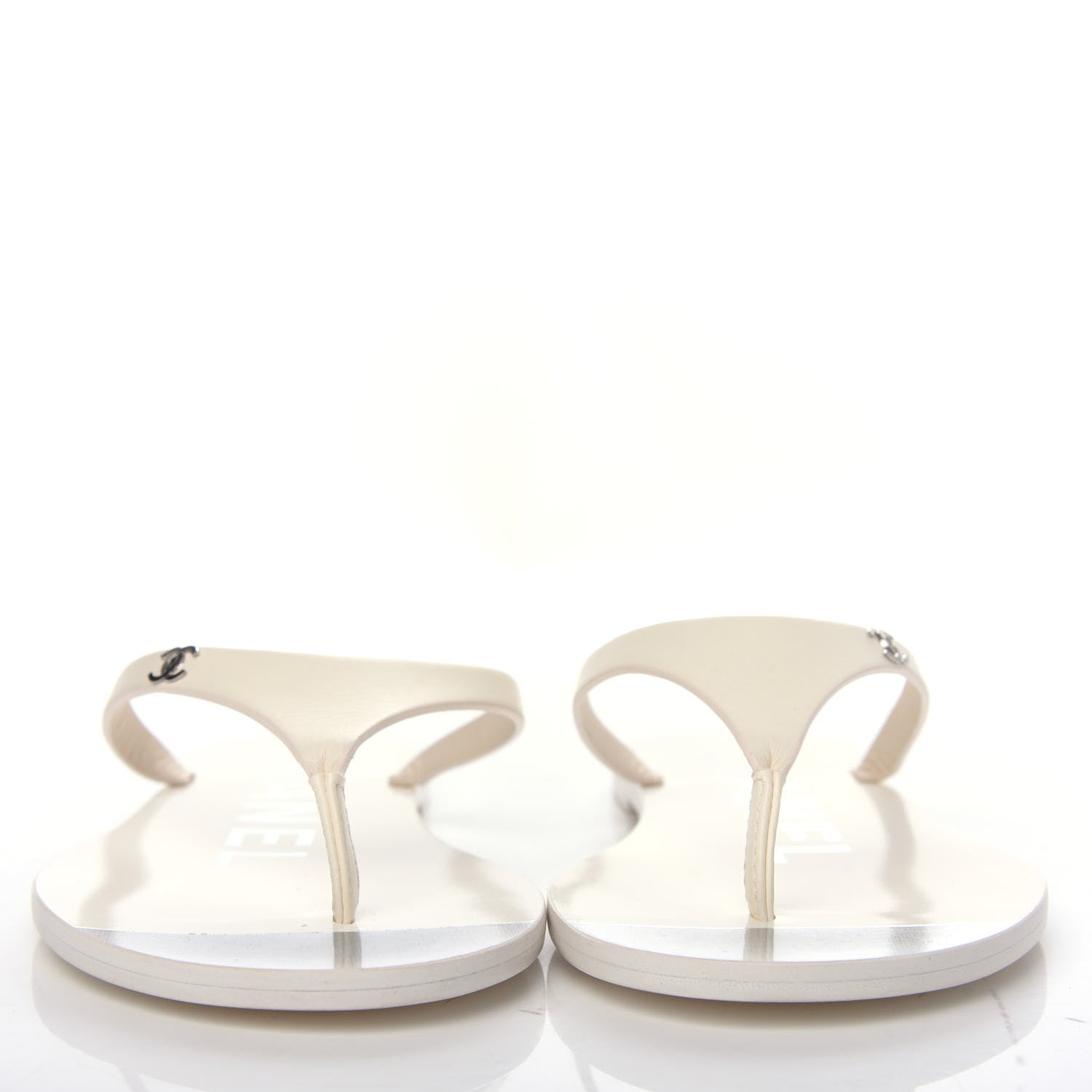 Chanel Calfskin CC Thong Sandals 35 White 2 of 11