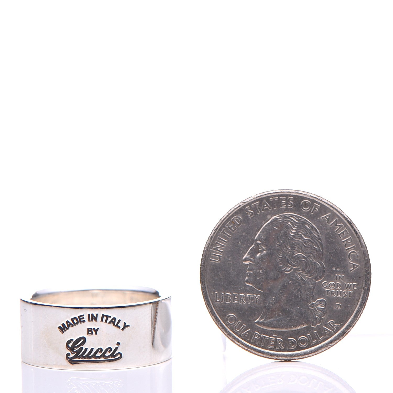 Gucci Sterling Silver Wide Signature Band Ring 7.75 56.5 4 of 8
