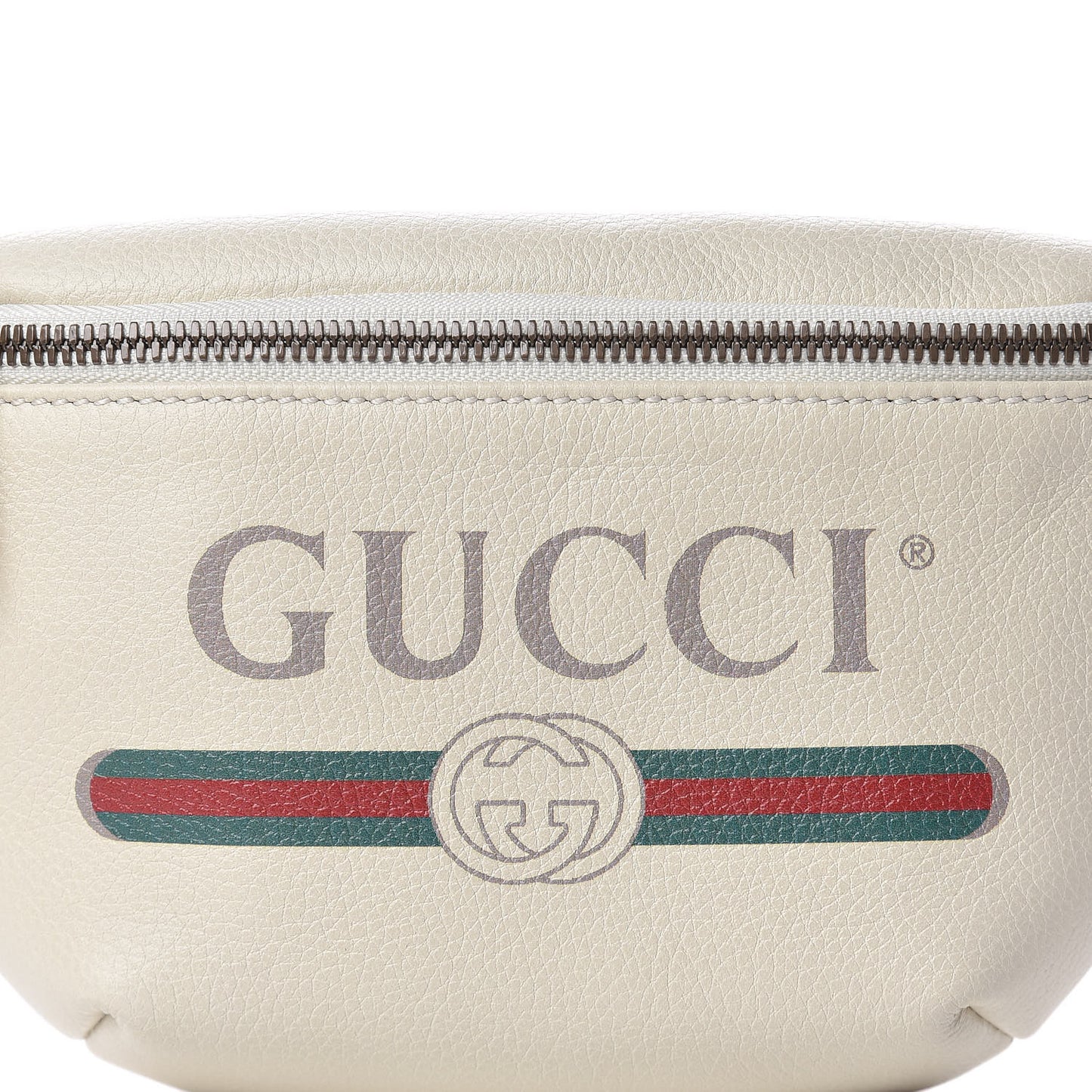 Grained Calfskin Small Logo Belt Bag White