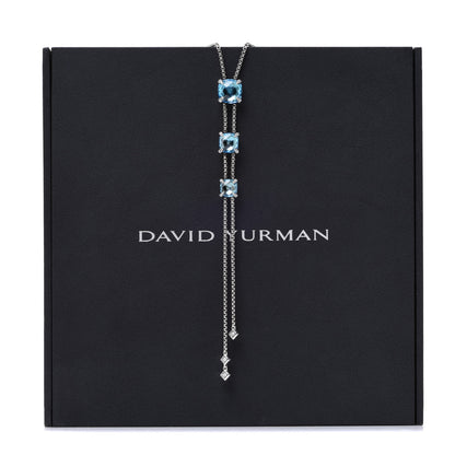 David Yurman Sterling Silver Diamond Blue Topaz Chatelaine Y Necklace 7 of 7