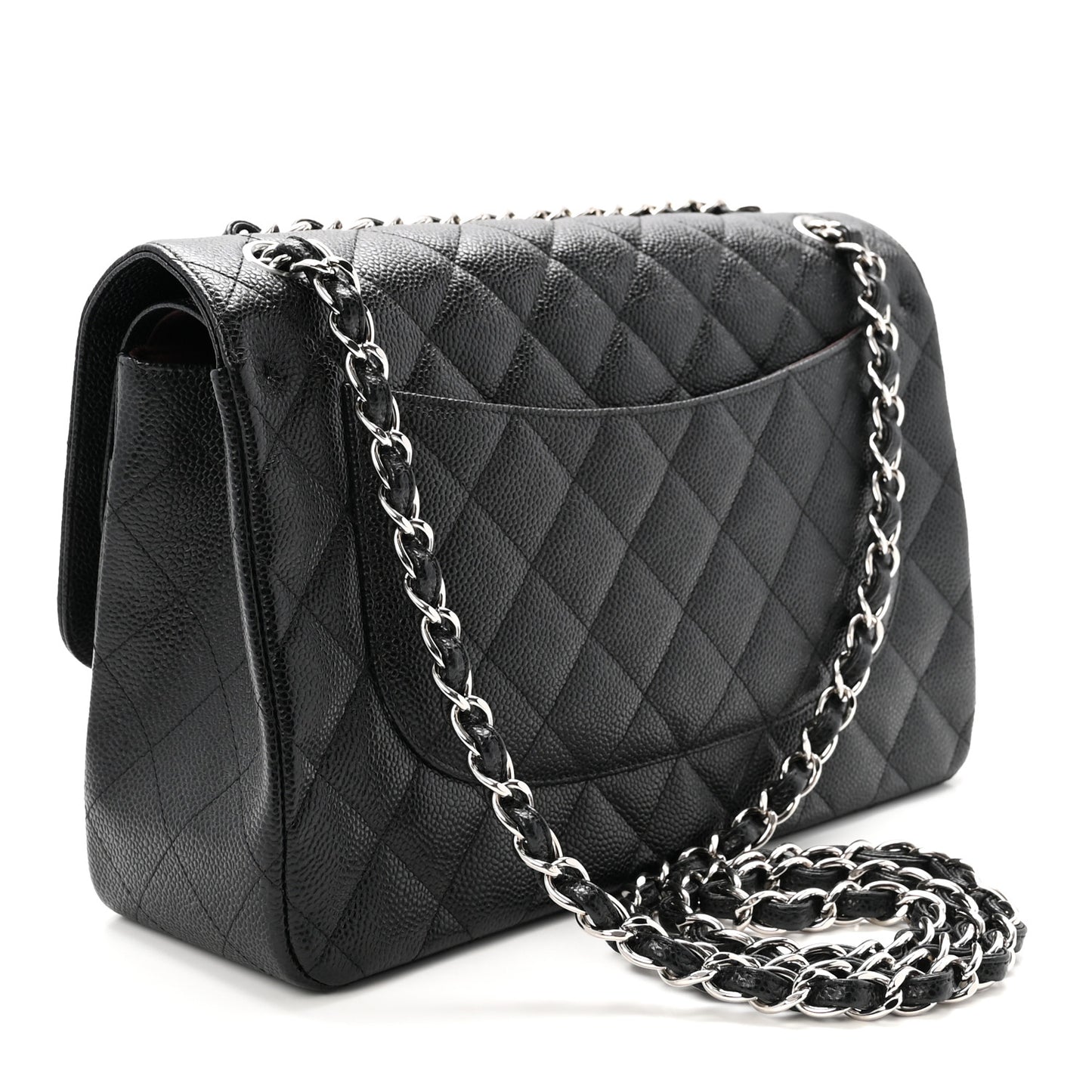 Caviar Quilted Jumbo Double Flap Black