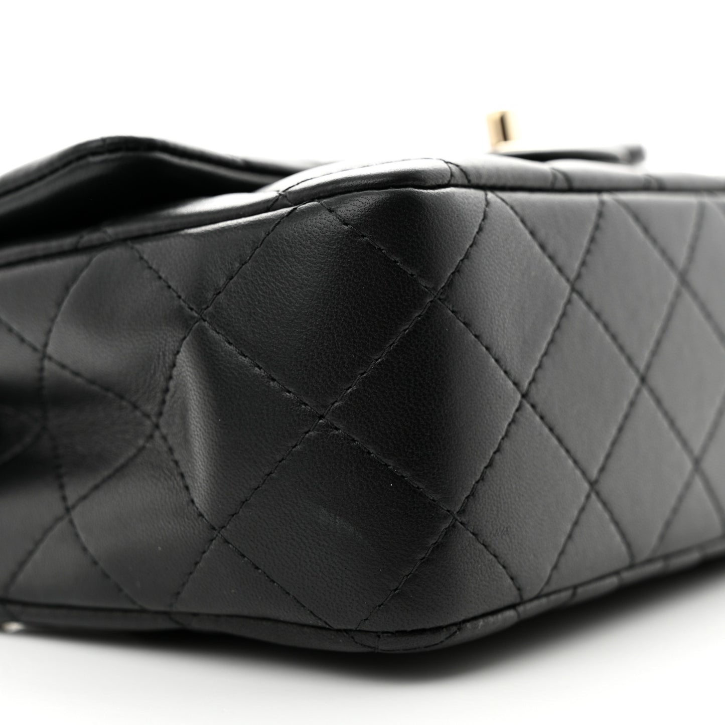 Lambskin Quilted Mini Top Handle Rectangular Flap Black
