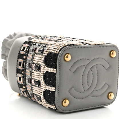 Chanel Metallic Lambskin Crystal Metiers D'Art Chateau de Chenonceau Bucket Bag Grey 9 of 10