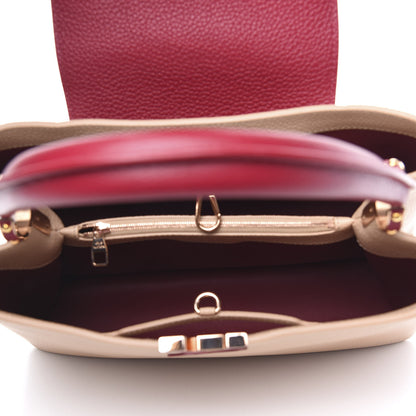 Louis Vuitton Taurillon Capucines MM Rose Beige Red 5 of 9