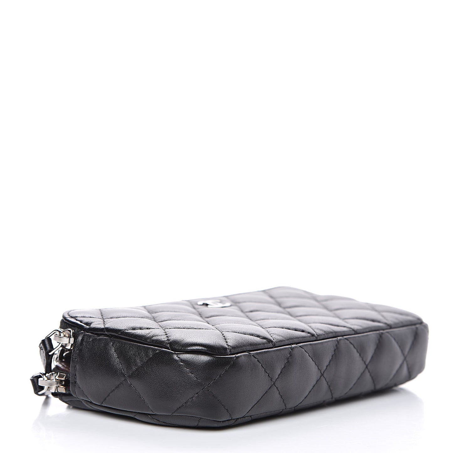 Lambskin Quilted Small Clutch With Chain Black