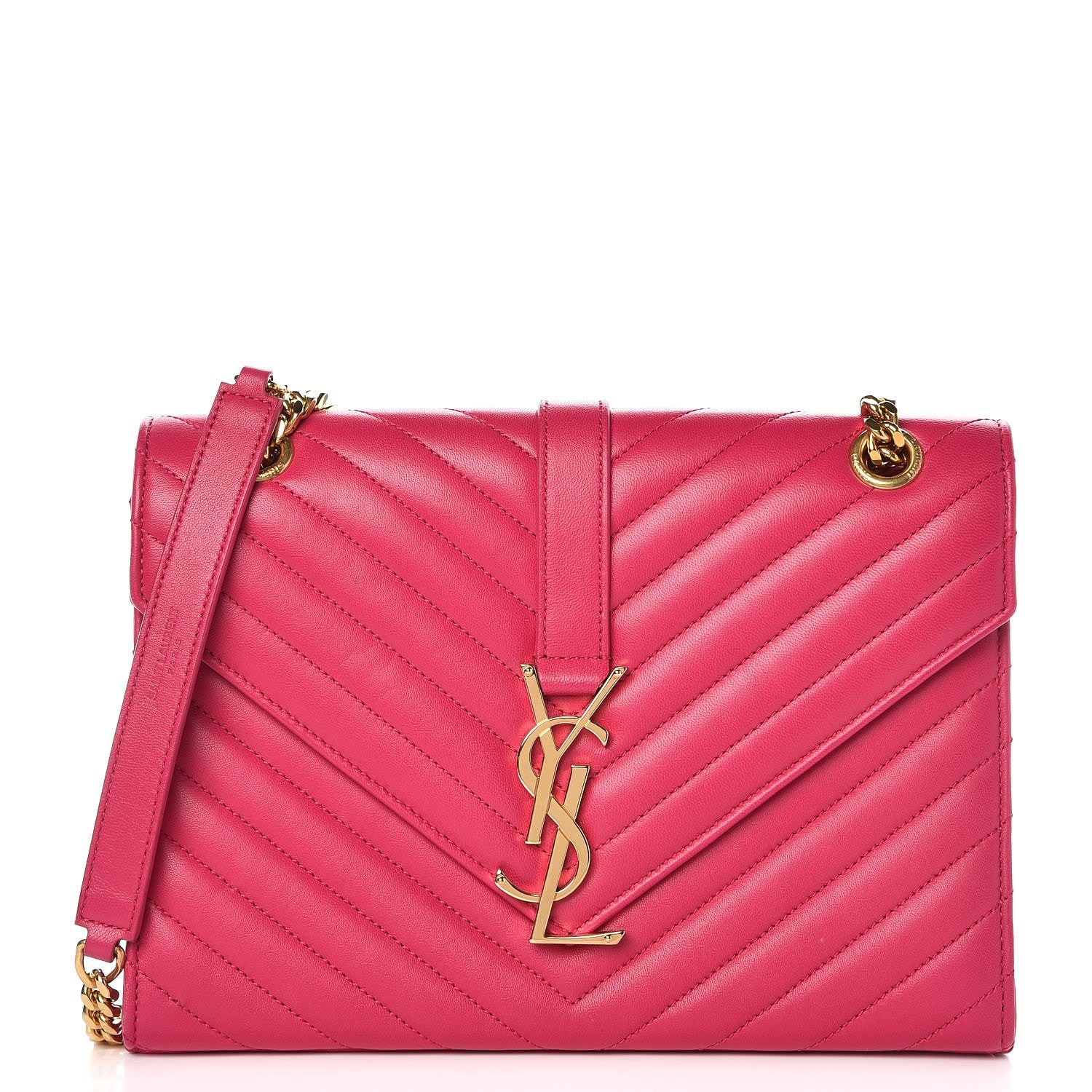 Saint Laurent Lambskin Matelasse Medium Monogram Satchel Fuchsia 1 of 8