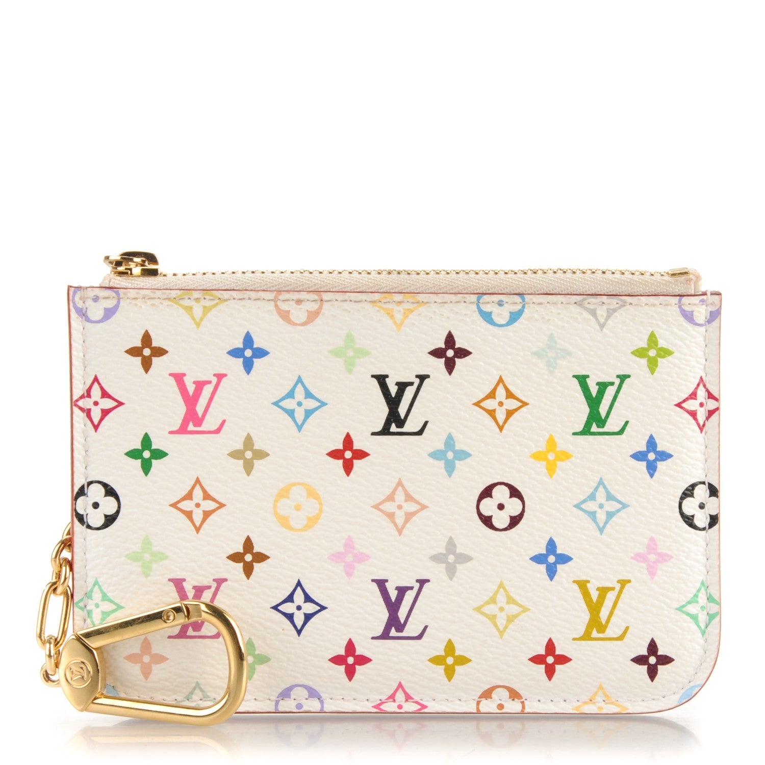 Louis Vuitton Monogram Multicolor Key Pouch White Litchi 1 of 6