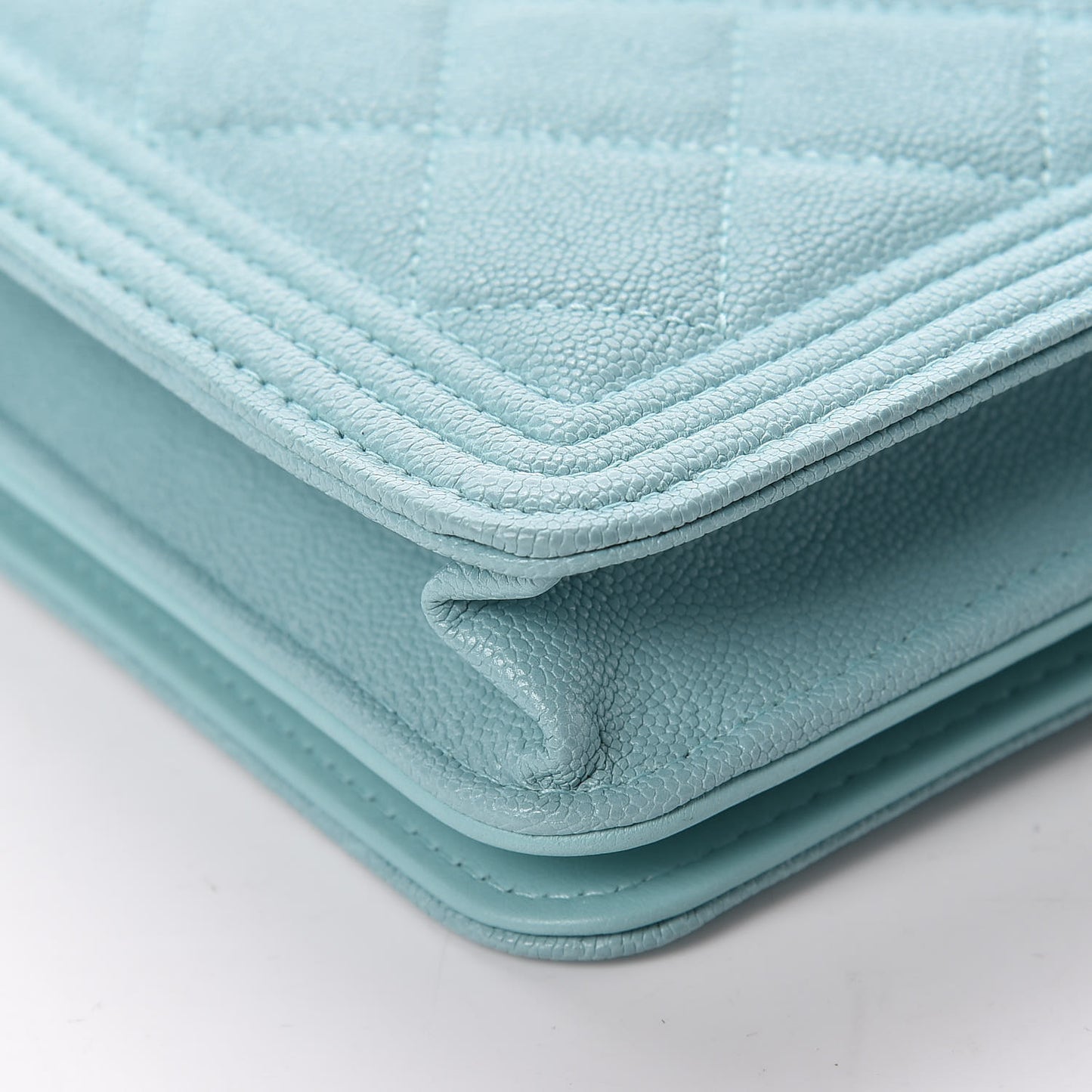 Caviar Quilted Boy Wallet On Chain WOC Light Blue