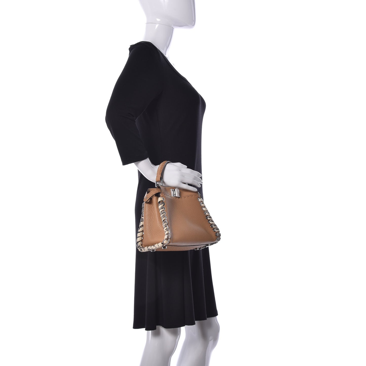 Cuoio Romano Selleria Elaphe Lace Up Mini Peekaboo Iconic Satchel Miele Scuro Natural