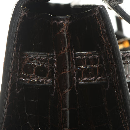 Hermes Shiny Porosus Crocodile Kelly Sellier 25 Cocoan 22 of 28