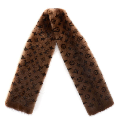 Louis Vuitton Monogram Mink Fur Scarf Stole Wrap 1 of 6