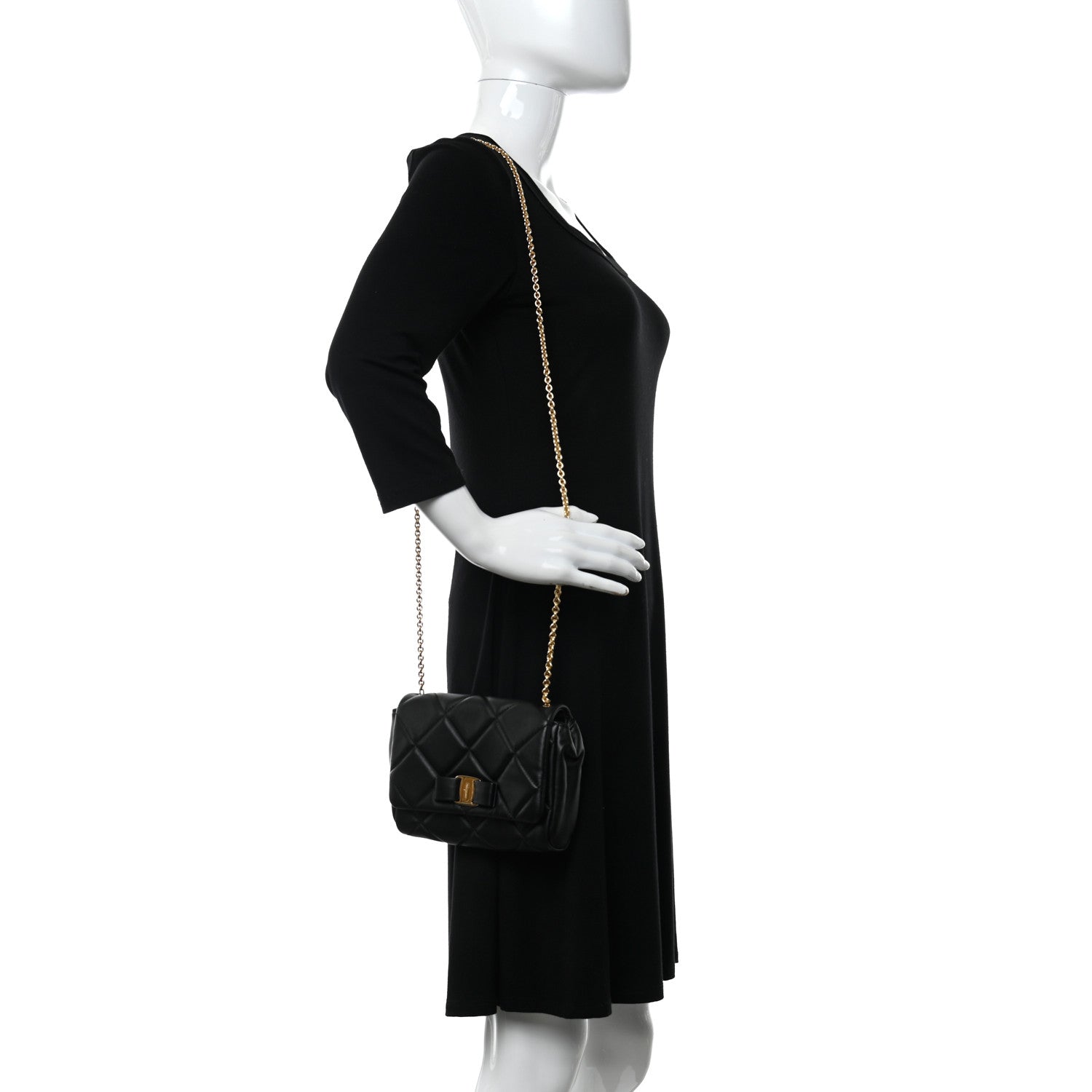 Salvatore Ferragamo Nappa Quilted Ginny Crossbody Black 2 of 10
