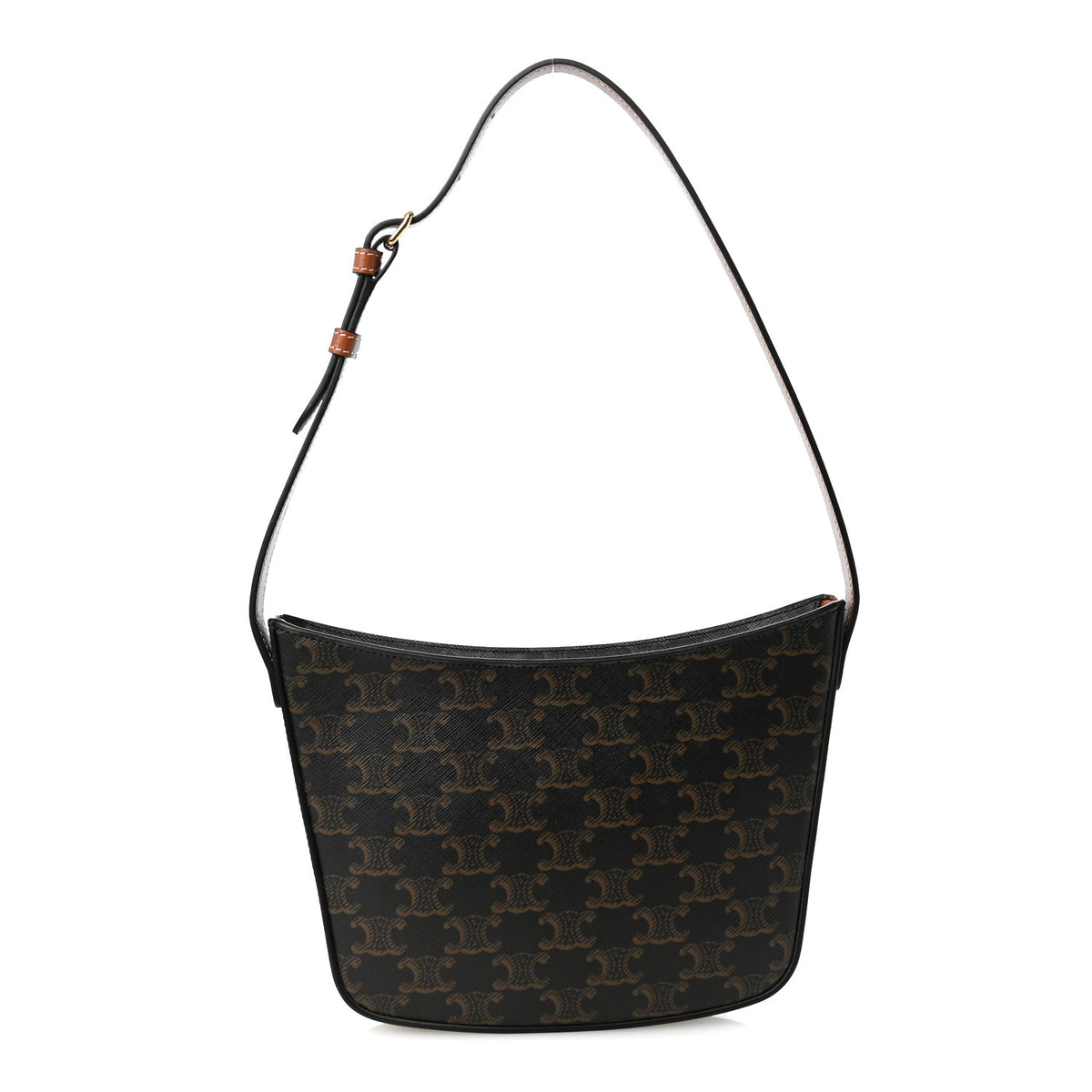 Celine Triomphe Canvas Calfskin Medium Croque Bag Tan 1 of 9