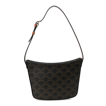 Celine Triomphe Canvas Calfskin Medium Croque Bag Tan 1 of 9