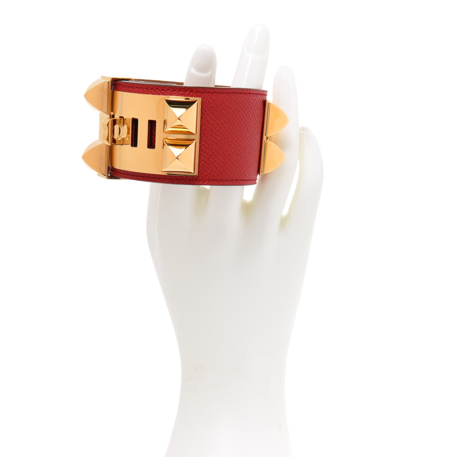Hermes Epsom Collier de Chien CDC Bracelet L Vermillion 2 of 7