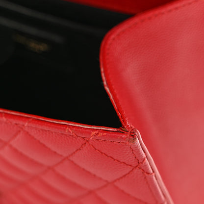 Saint Laurent Grain De Poudre Textured Mixed Matelasse Triquilt Medium Monogram Satchel New Red 18 of 18