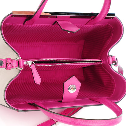 Fendi Vitello Elite Triangle Inlay Petite 2Jours Tote Magenta 5 of 8