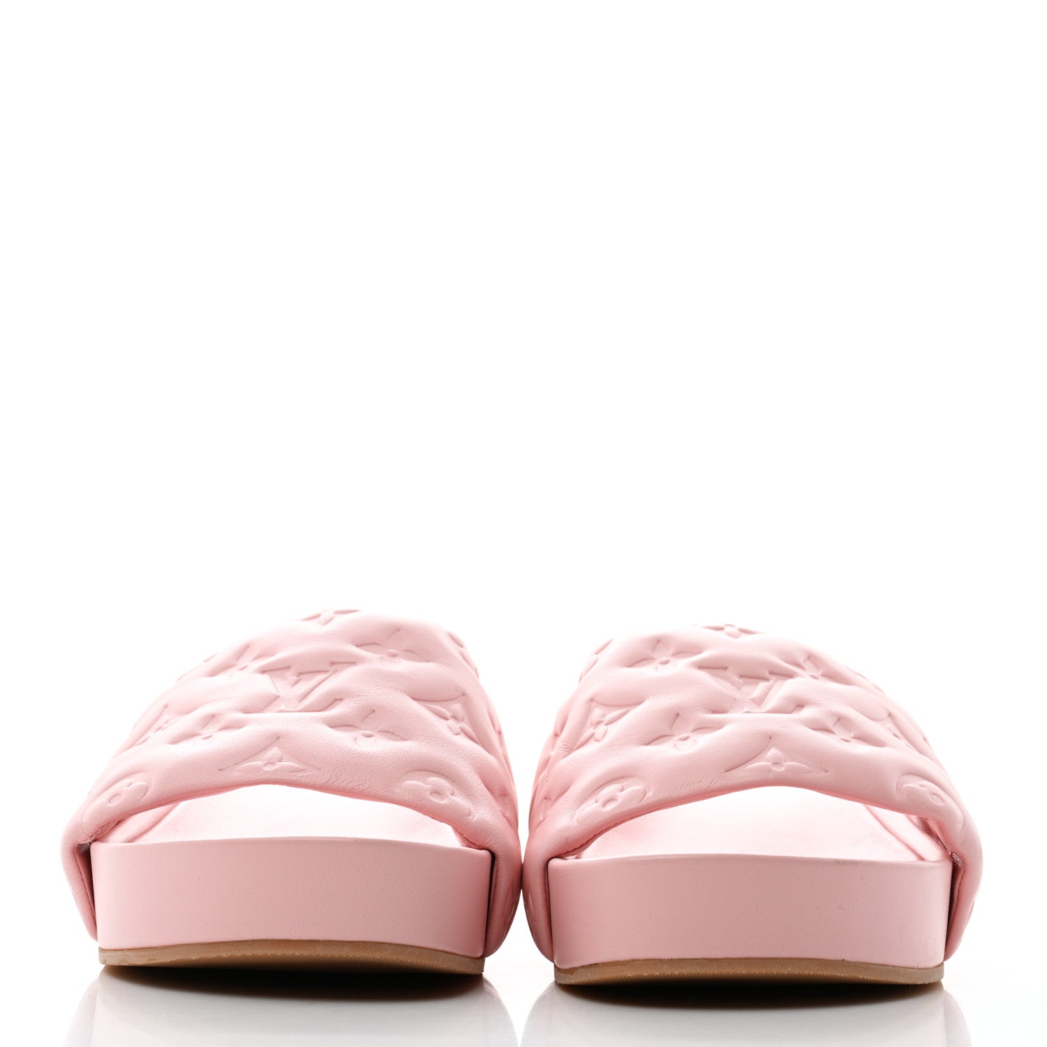 Louis Vuitton Lambskin Embossed Monogram Jumbo Flatform Mule Sandals 37.5 Rose Clair 2 of 8