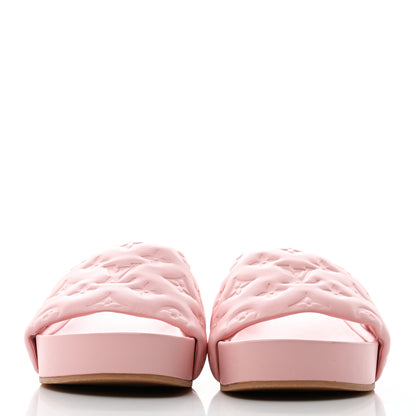 Louis Vuitton Lambskin Embossed Monogram Jumbo Flatform Mule Sandals 37.5 Rose Clair 2 of 8