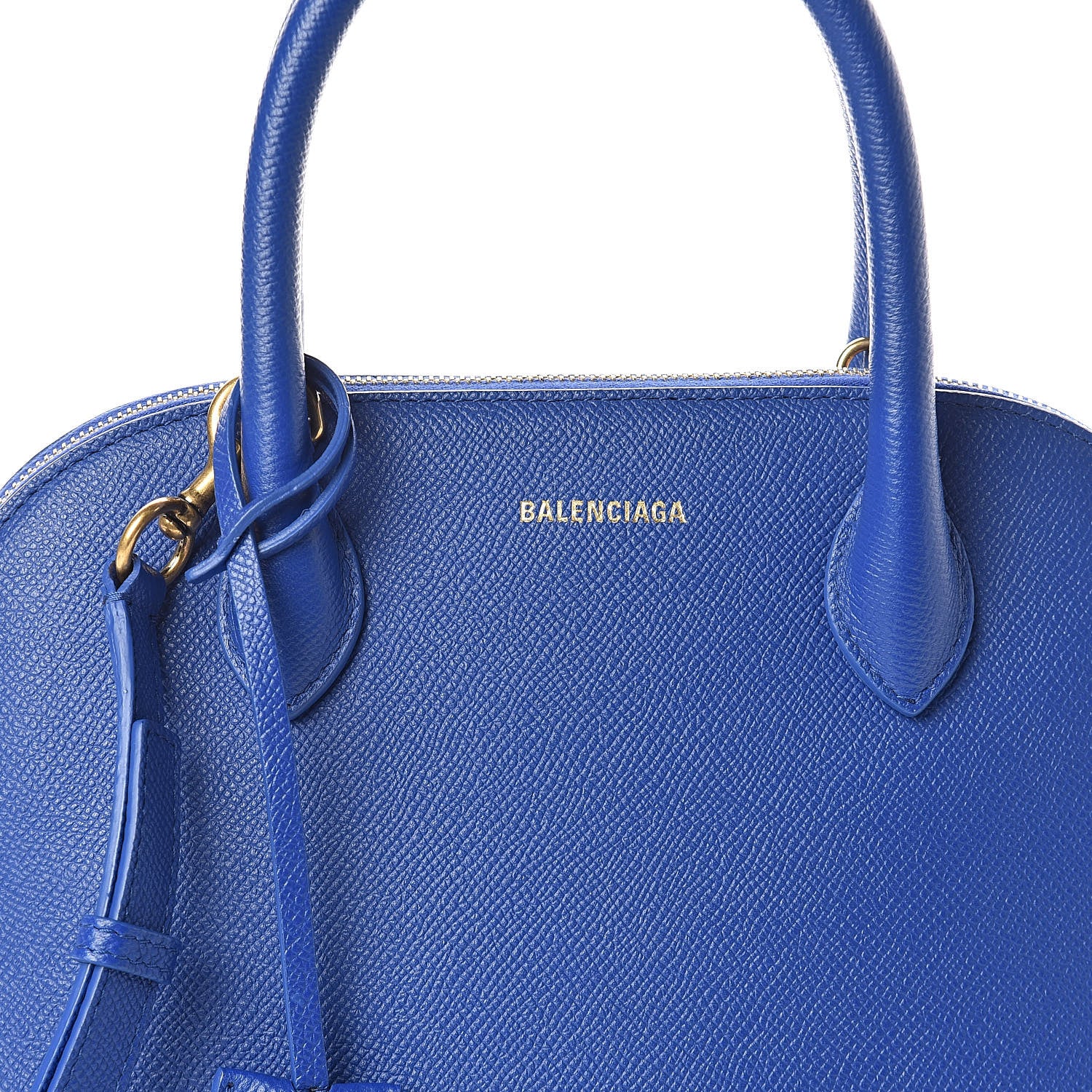 Balenciaga Signature Grained Calfskin Logo S Ville Top Handle Bag Bleu Roi White 7 of 9