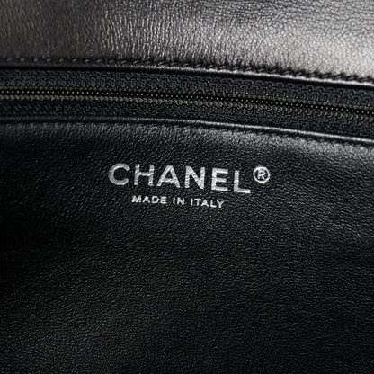 Chanel Lambskin Quilted Large Classic Twist Crescent Flap Black Beige 6 of 12