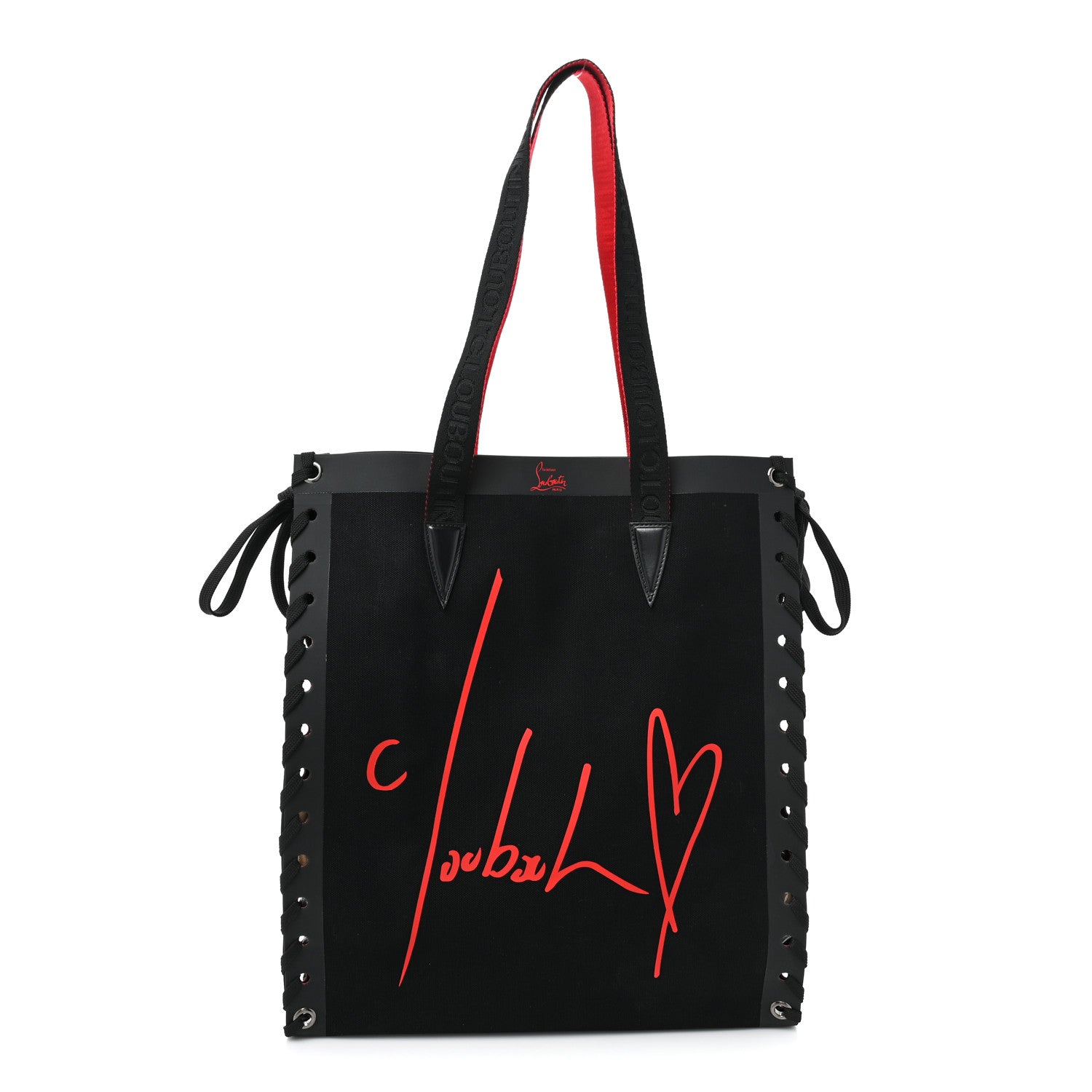 Christian Louboutin Braided Canvas Small Cabalace Shopper Tote Black 1 of 9