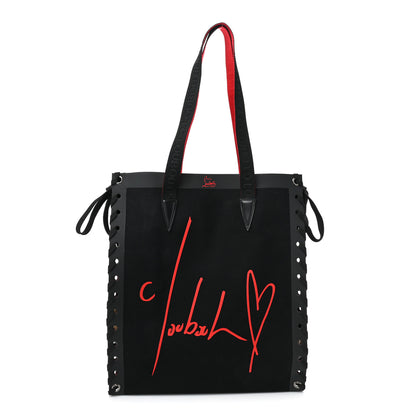 Christian Louboutin Braided Canvas Small Cabalace Shopper Tote Black 1 of 9