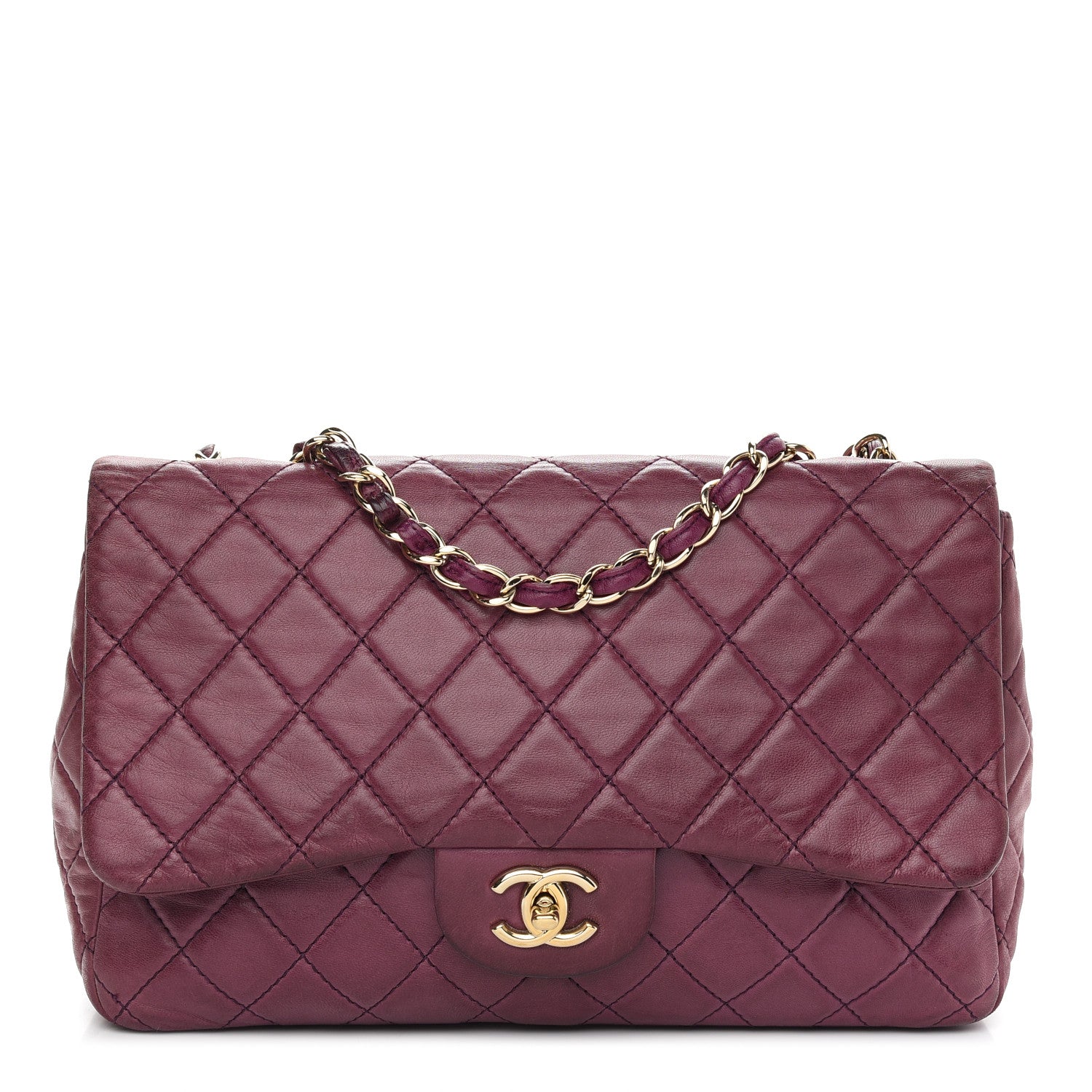 Chanel Lambskin Quilted Jumbo Single Flap Purple 1 of 15