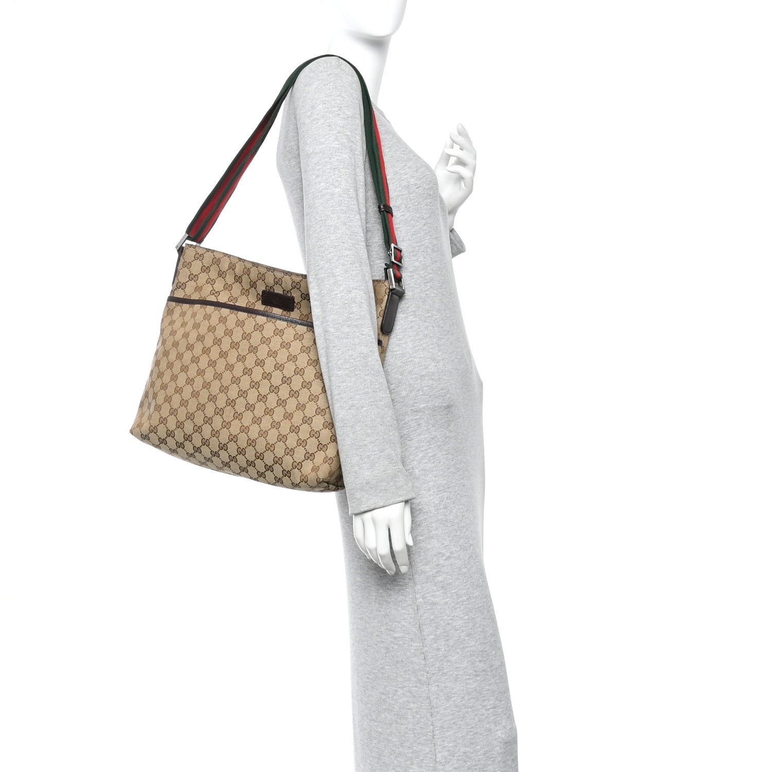 Gucci Monogram Web Medium Flat Messenger Bag Brown 2 of 10