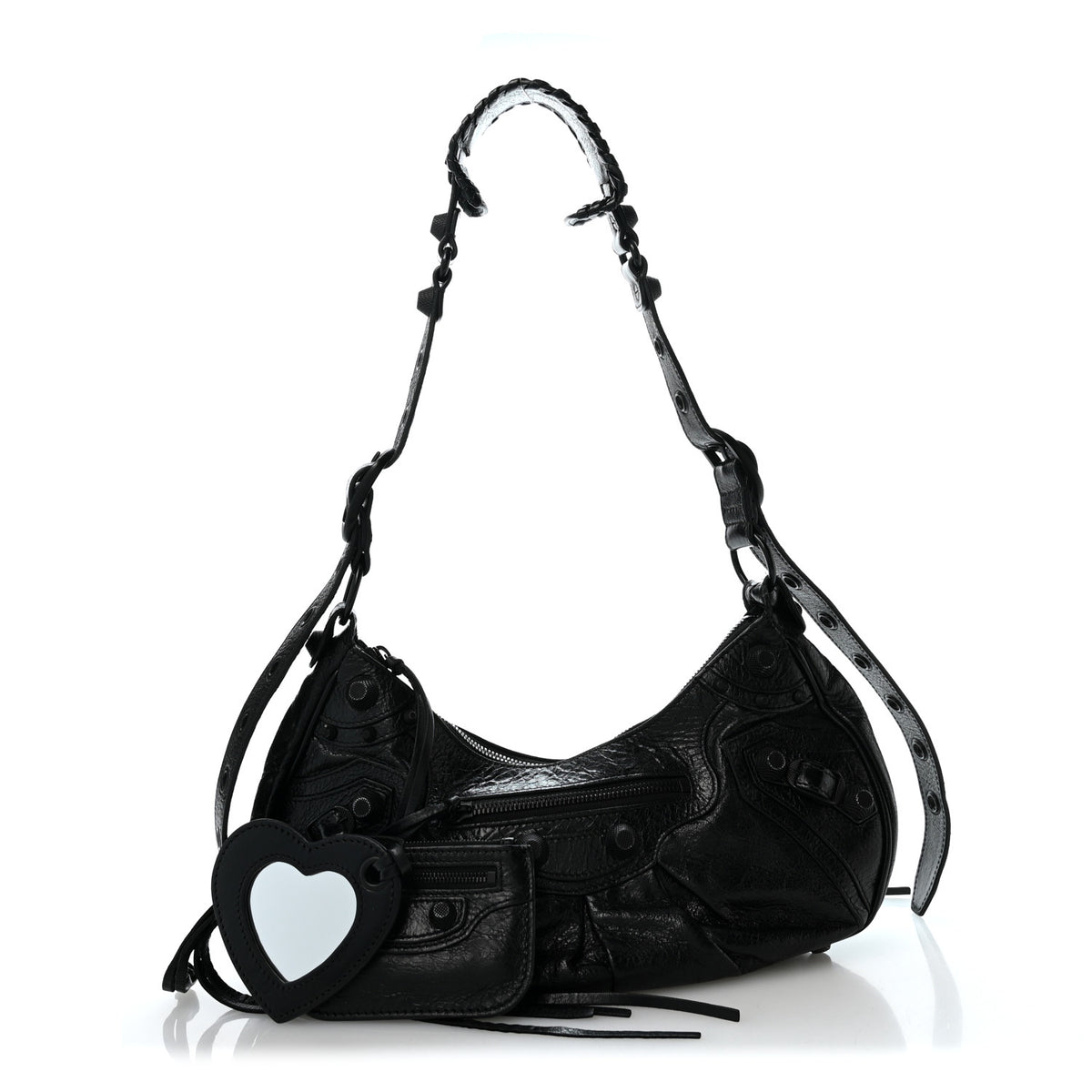 Agneau Arena Monochrome Small Le Cagole Shoulder Bag Black