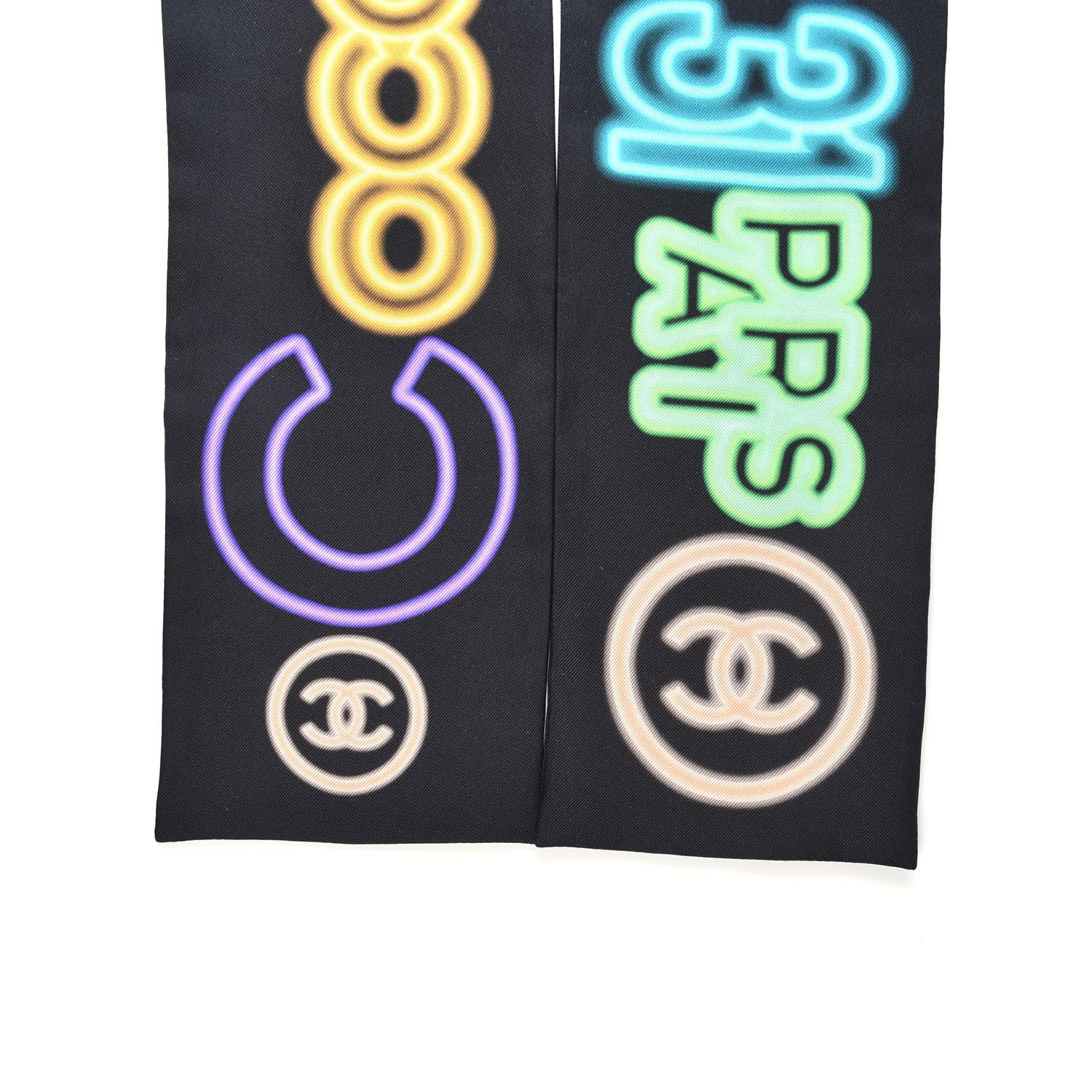 Chanel Silk Neon CC Bandeau Scarf Black Multicolor 2 of 5