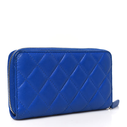 Chanel Lambskin Quilted Medium Zip Around Wallet Blue 3 of 12