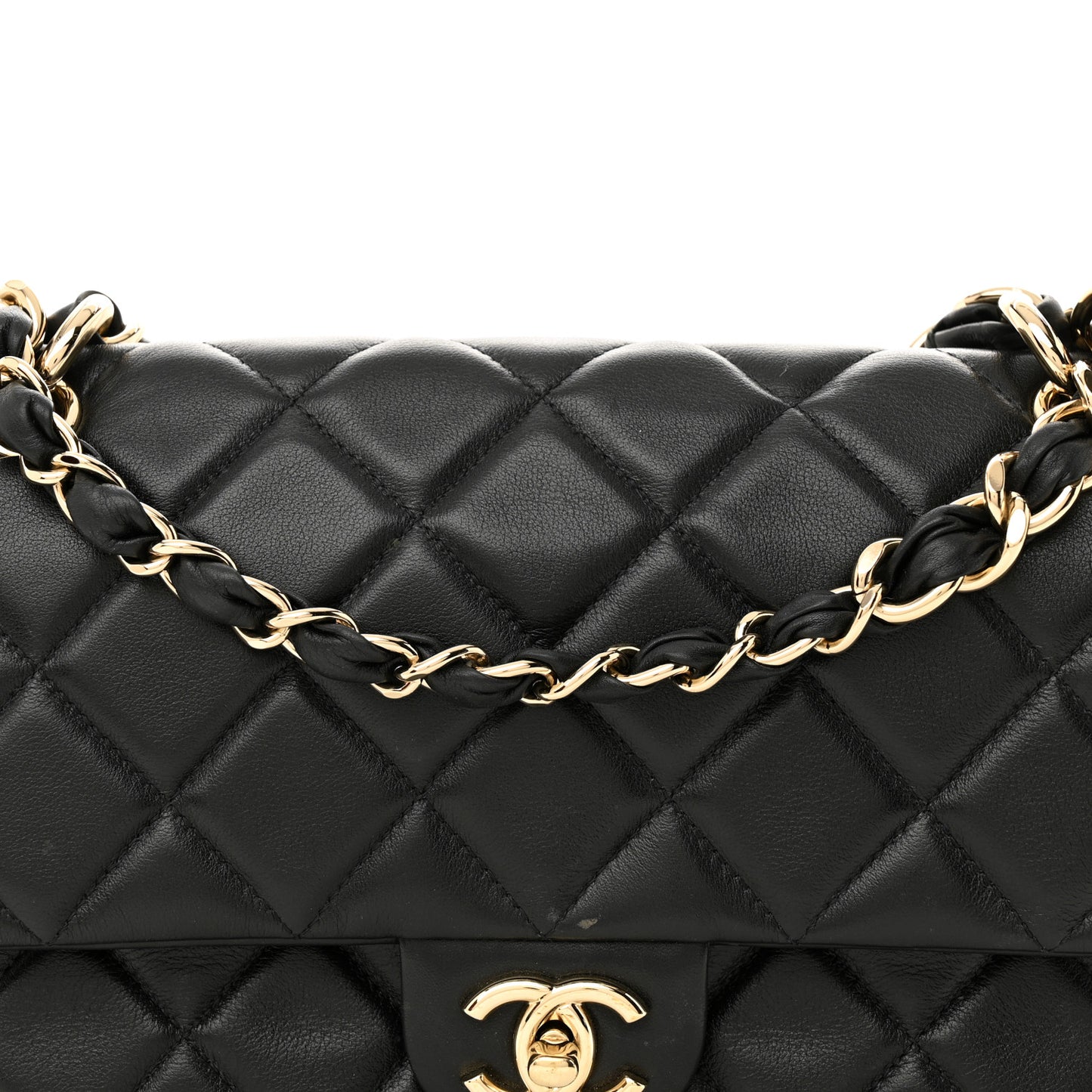 Lambskin Quilted Small Single Flap Black