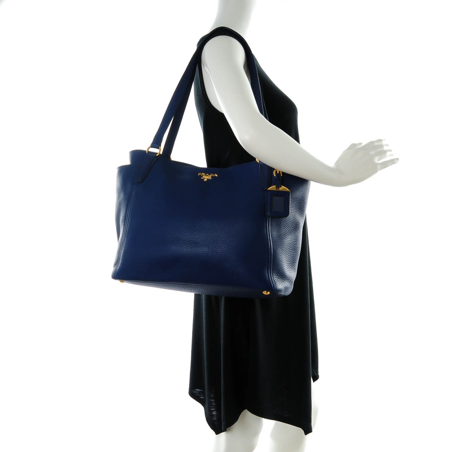 Vitello Daino Side Pocket Shoulder Bag Inchiostro