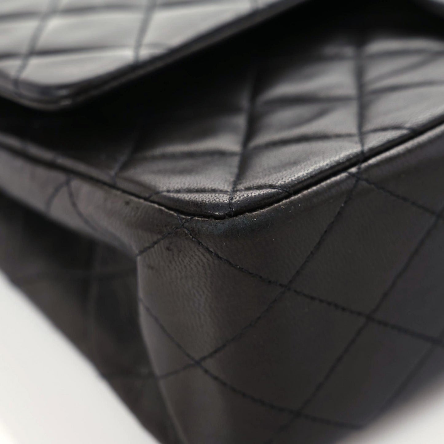 Lambskin Quilted Medium Double Flap Black