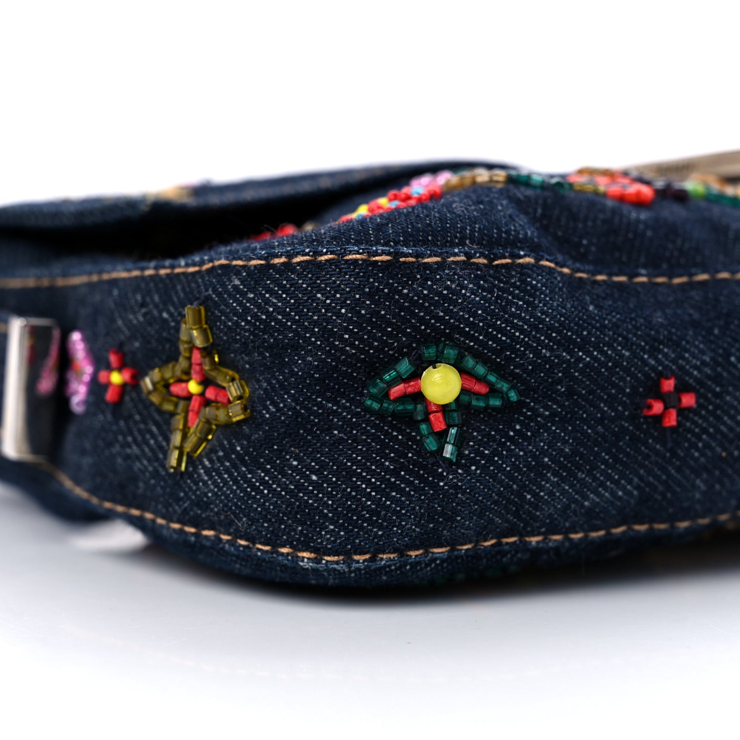 Denim Ricami Beaded Baguette Blue