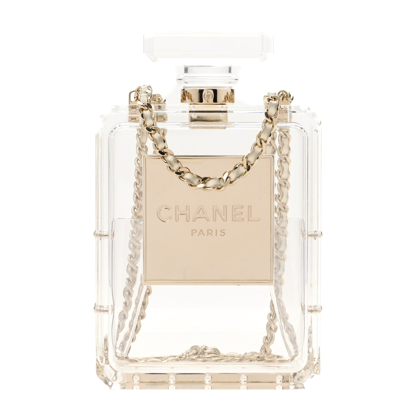 Transluscent Plexiglass Perfume Bottle Clutch