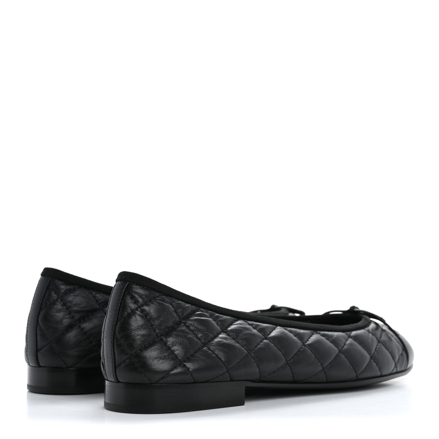 Aged Calfskin Quilted CC Cap Toe Ballerina Flats 39 Black
