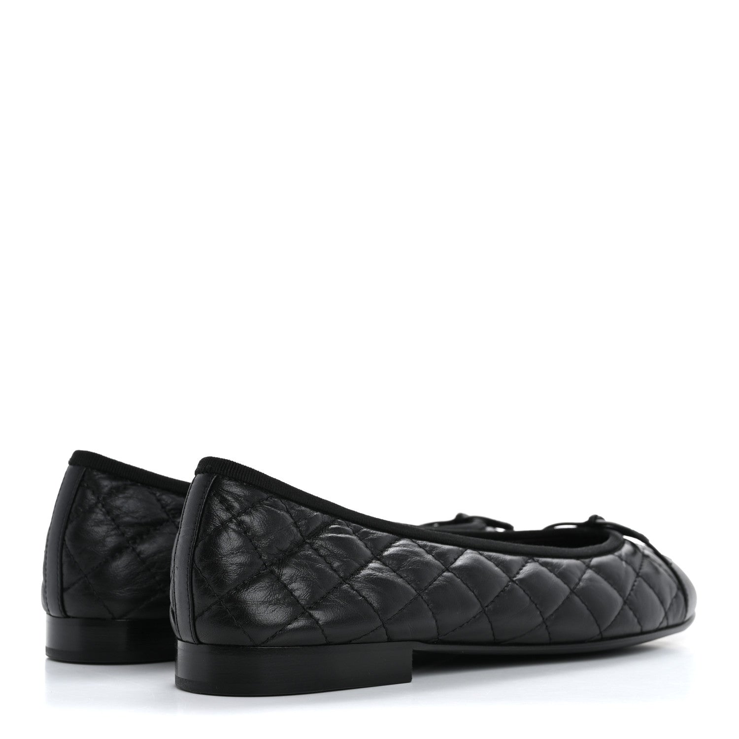 Chanel Aged Calfskin Quilted CC Cap Toe Ballerina Flats 39 Black 5 of 10