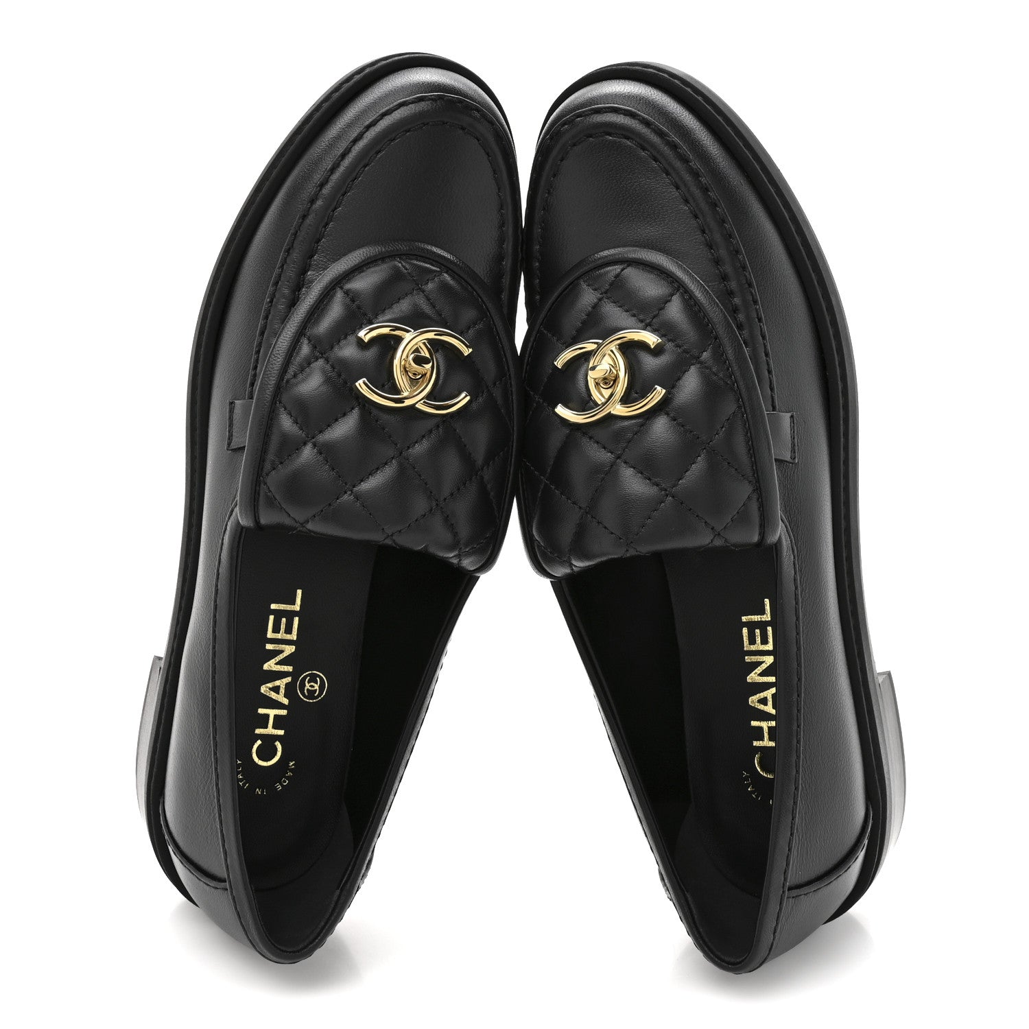 Chanel Lambskin Quilted CC Turnlock Loafers 39.5 Black 2 of 10
