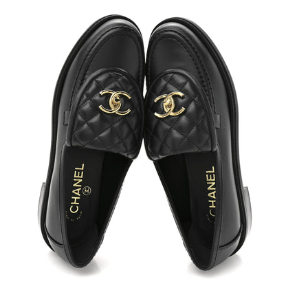 Chanel Lambskin Quilted CC Turnlock Loafers 39.5 Black 2 of 10